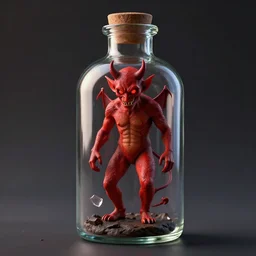 devil in a glass bottle, 4 k, unreal engine, octane render
