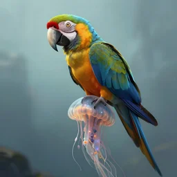 fantasy art, parrot - jellyfish hybrid, wlop, greg rutkowski, artgerm, cinematic, artstation
