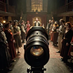 photorealistic color macro cinematography of a creepy 1 9 2 0's halloween party inside the elstree studios set for the shining's overlook hotel shot on 3 5 mm eastman 5 2 4 7 film by the shining cinematographer john alcott shot on a wide cooke panchro 6 5 mm macro lens. with golden ratio composition