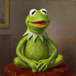 Kermit the Frog VIII King of France, 1784, oil painting, London Art Museum