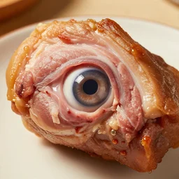 A cooked pork's eye