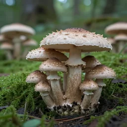 a pretty garden with mushrooms growing everywhere, photorealism, hyperrealism photography hyper real resolution cinematic