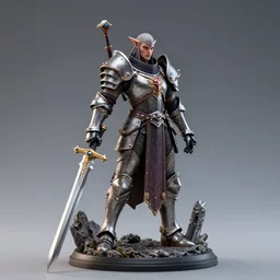 aasimar paladin holding sword wargaming figurine, 8 k highly detailed