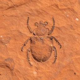 trace fossil of a beetle, ultra detailed, orange canyon