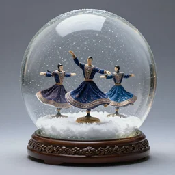 whirling dervishes inside a snow globe