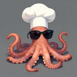 cephalopod with a chef hat and sunglasses, 8 k, art station, greg rutkowski