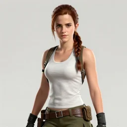 Emma Watson as Lara Croft, digital art, highly-detailed, stunning