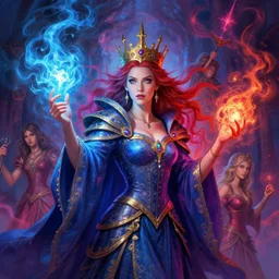 calling of queen spells conjure energy colors wrath, windy, d & d, fantasy, portrait, highly detailed, digital painting, trending on artstation, concept art, sharp focus, illustration, art by artgerm and kenneth noland and greg rutkowski and magali villeneuve