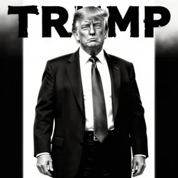 trump as anime character cover monochrome stylish, trending on artstation