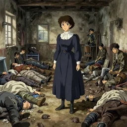 1 8 5 4 crimea, florence nightingale at the army hospital in scutari in a terrible state, overcrowded, filthy, blocked drains, broken toilets, rats everywhere. wounded soldiers, sleep dirty floor, no blankets, finely detailed perfect art, gapmoe yandere grimdark, trending on pixiv fanbox, painted by greg rutkowski makoto shinkai takashi takeuchi studio ghibli