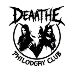 a philosophy club logo, deathmetal