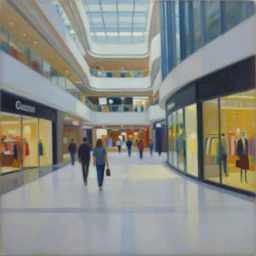 painting of a mall, edward hopper style