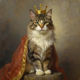 a epic oil painting of the cat queen