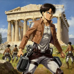 Titan from attack on Titan attacking the Parthenon, oil on Canvas intricate, 8k highly professionally detailed, HDR, CGsociety