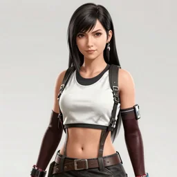 Screenshot of Tifa Lockhart in the game GTA V, highly detailed