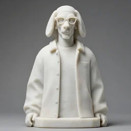 statue of snoop dog, white marble
