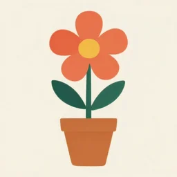 flower in a pot but minimalistic concept art by frank stella gilleard james whalen tom, colorful, soft light, trending on artstation, minimalism