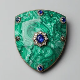 photo of a malachite shield with jewels