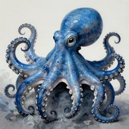 blue octopus. detailed. deep. masterpiece. michelangelo