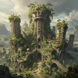 post apocalyptic setting, intricate art, super detailed, liana covered buildings, mother nature taking what belongs to her, trending on artstation