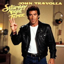 John Travolta's famous Saturday Night Fever album cover, 4k