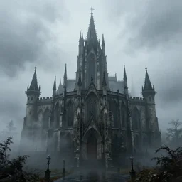Gothic castle, Mist,fog,rain, Octane renderer