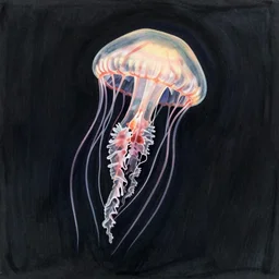 a beautiful jellyfish illustration, asymmetrical, drawn by ernst haeckel, uncropped, artistic