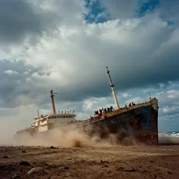 thick clouds, dirt and dust, smoke, colorized,!!! sunk on the ocean floor, shipwreck, dramatic light, ultrafine, hyperrealistic, 3 2 k, 3 5 mm film still, movie