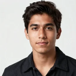 professional headshot of young Peruvian man with white background, photorealistic