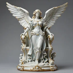 high intricate porcelain baroque angelic warrior standing on a throne, hyper realistic hyperdetailed, 8 k, maria panfilova, andrea savchenko, mike kime, ludovic plouffe, qi sheng luo, oliver cook, trending on artstation