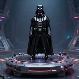 the most amazing dream of darth vader dj standing on a giant science fiction turntable at a rave on the deathstar, syd mead, catholic orthodox symbology, dan mumford, moebius, hd, vibrant color, high contrast, digital illustration, marvel comicbook cover