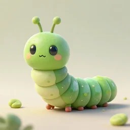 symmetrical intricate murky clay cute friendly green caterpillar worm character, in the style of craola, glossy, subsufrace scattering, highly detailed, digital painting, trending artstation, concept art, illustration, cinematic lighting, pastel, photorealism, epic, octane render