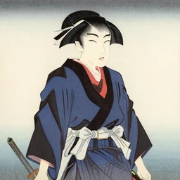 the raiden shogun in the style of a ukiyo-e painting