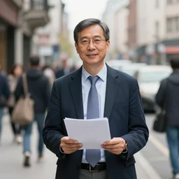 math professor in the middle of a busy street