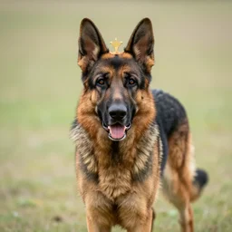 German Shepherd with a crown