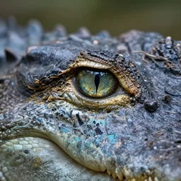 macro photography of a cybernetic enhanced crocodile eye