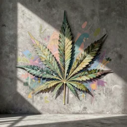 muted pastel marijuana abstract graffiti art