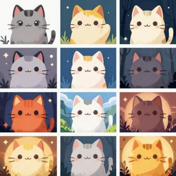 variety of cute cats spritesheet game asset vector art, smooth style beeple, by thomas kinkade hearstone league of legends dofus overwatch, by maplestory