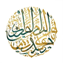 arabian calligraphic, colorful with gold details