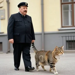 Communist Cat, walking with Stalin,