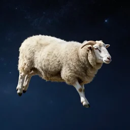 a sheep flying through space and time