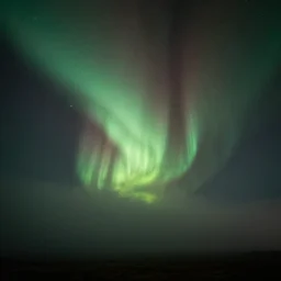 a beautiful digital artwork of asperitas aurora borealis, fog, dark, volumetric lighting, abyss, night, very detailed, cirrus, green accents, gold accents, washed out colors, ultrarealistic