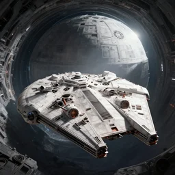 star wars millenium falcon entering the death star gigantism