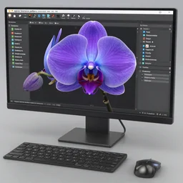 a purple and blue orchid, a computer rendering by agnes lawrence pelton, featured on polycount, computer art, rendered in cinema 4 d, octane render, rendered in maya