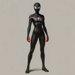 full body character turnaround of a woman in an orb weaver inspired outfit and mask, character sheet, spiderwoman!!!!!, john singer sargent, good value control, digital painting, concept art, running shoes, sharp focus, illustration, 8 k, matte painting, black undersuit, black main color, realistically proportioned body, realistically proportioned head