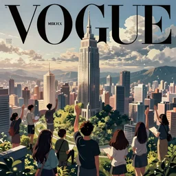 vogue magazine, they will see us waving from such great heights, but everything looks perfect from far away, come down now, but anime korean audrey hepburn will stay, ilya kuvshinov, greg rutkowski, john singer sargent, anime, trending on artstation, intricate, makoto shinkai takashi takeuchi studio ghibli, akihiko yoshida