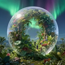 dyson sphere, transparent clear see - through image of lush botany, aurora spaceship environment, ultra realistic, concept art, photorealistic, octane render, 8 k, unreal engine. art by gustave dore and nori inoguchi and sam kaplan and zachary goulko and christopher marley and artgerm and alphonse mucha