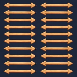 spritesheet 2 d game assets of [ horizontal wooden arrows ]