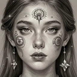A girl wearing psilocybin, face, detailed, intricate, elegant, highly detailed, digital painting, artstation, concept art, smooth, sharp focus, illustration, art by Krenz Cushart and Artem Demura and alphonse mucha