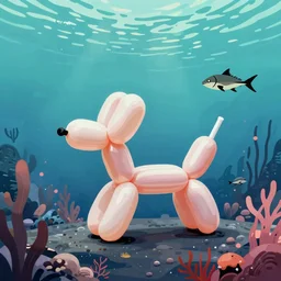 balloon animals under the sea in the style of banksy